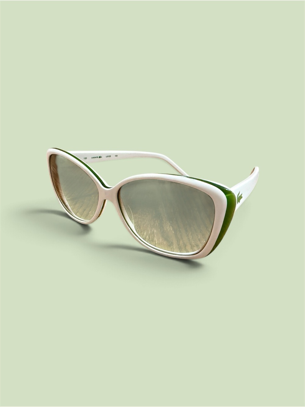 Lacoste White & Green Retro Cat-Eye Sunglasses